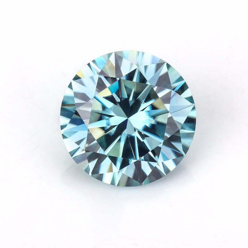 Starsgem Round hearts and arrows cut color moissanite 1ct 6.5 mm loose stone aqua moissanite