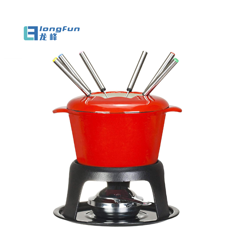 Эмаль Чугун Мини сыр Fondue набор с 6 вилками