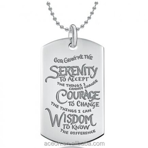 Yiwu ацеон нержавеющая сталь Serenity Молитва религиозные Dog Tag ожерелье