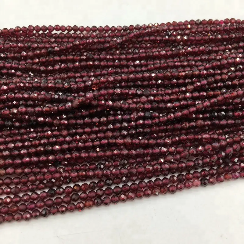 2mm 3mm Faceted Red Garnet Gemstone Beads Stone Natural Loose Gemstone Makking Jewelry Factory Wholesale Sunnylancy Fashionable