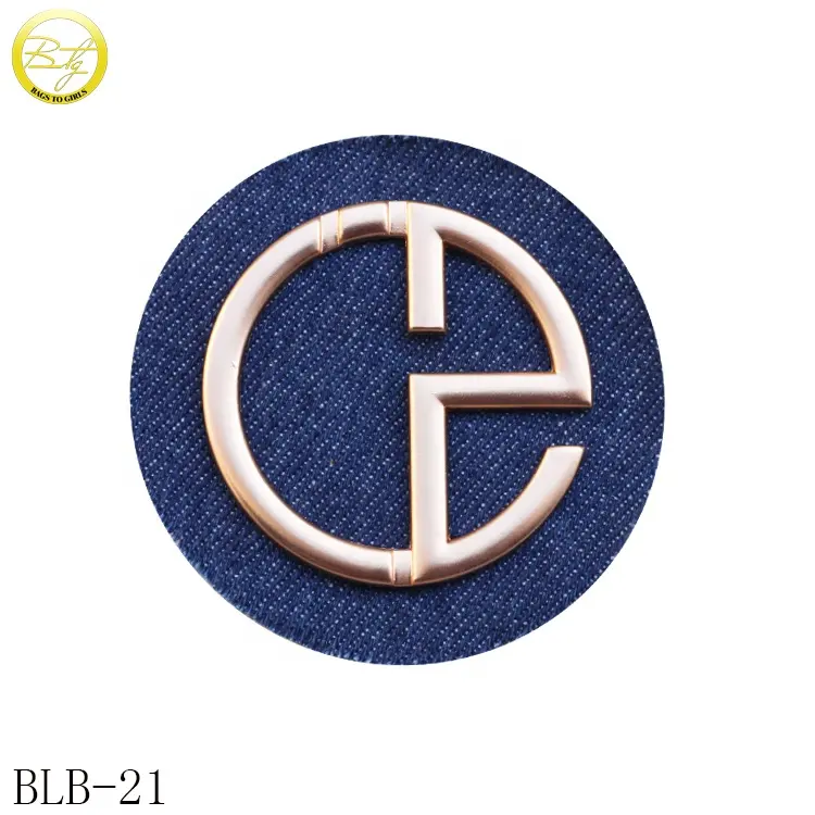 Jeans Labels Tags Round Shape Jeans Leather Label Embossed Matte Gold Logo Leather Patch Tags For Clothes