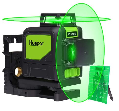 Huepar самовыравнивающийся levelsure 902CG зеленый лазерный луч 360 градусов перекрестный лазерный уровень Магнитный Поворотная база в комплекте