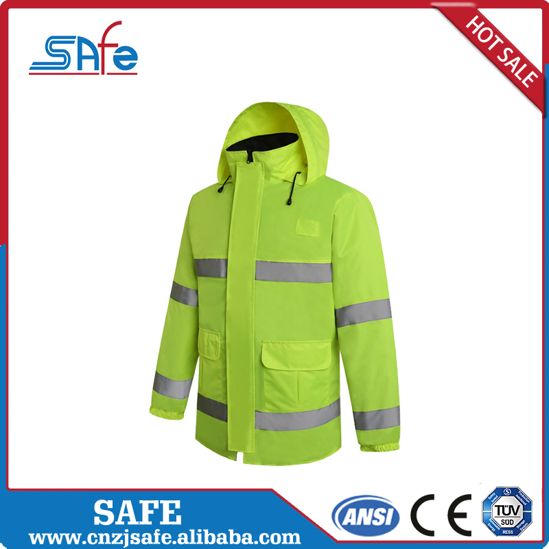 Hot selling fashionable reflective waterproof raincoat  safety raincoat  plastic rain jacket