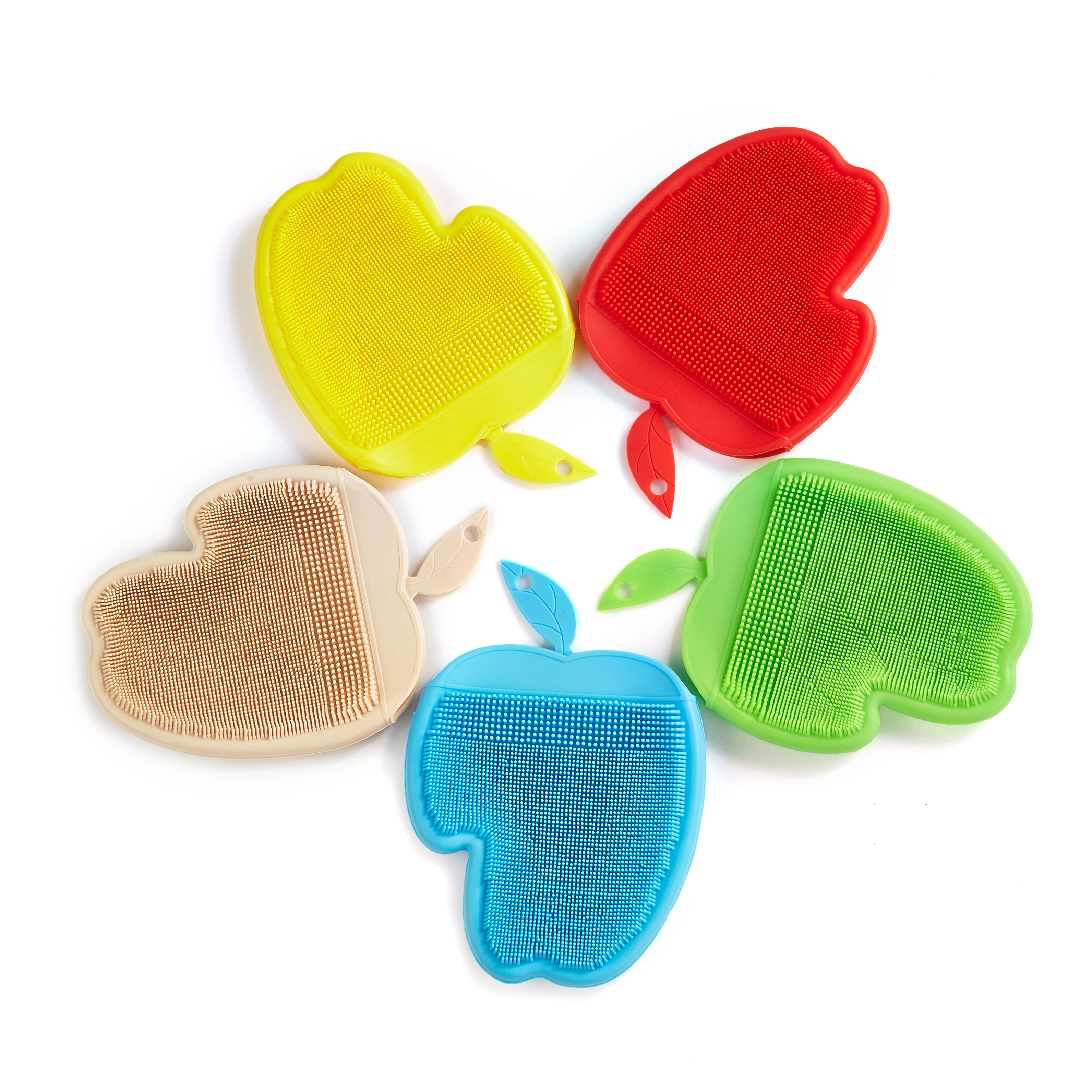 Whosale OEM Color Multi-purpose Kitchen Dish Bowl Wash Cleaner Silicone Apple Cleaning Brush