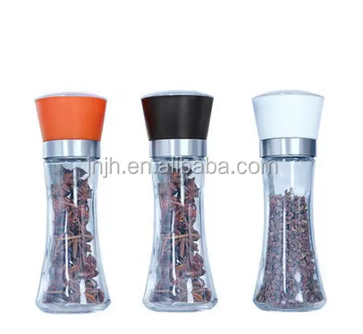 Manufacturers Wholesale Hot Sell Adjustable Ceramic Core Bottle Stainless Steel Glass Salt Mill Chili Manual Pepper Grinder