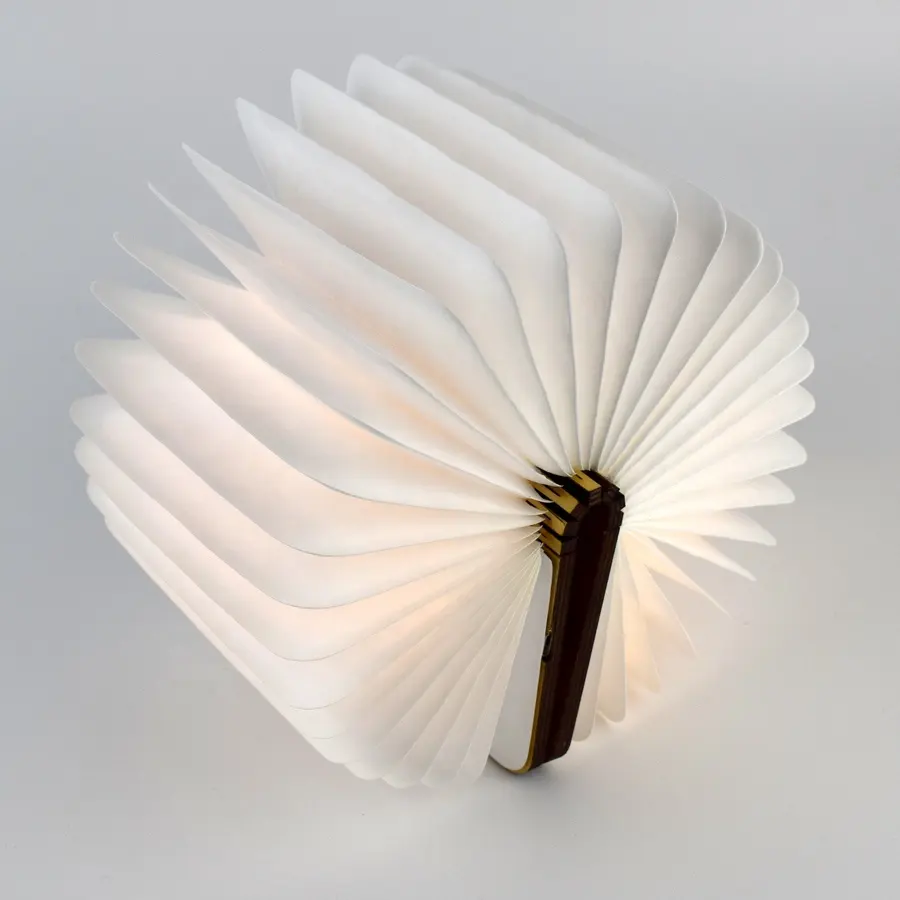 Medium Size Wooden Cover 3D Folding Creative LED Night Light USB Recharge Wooden Book Light Decor Bedroom Desk Table Lamp