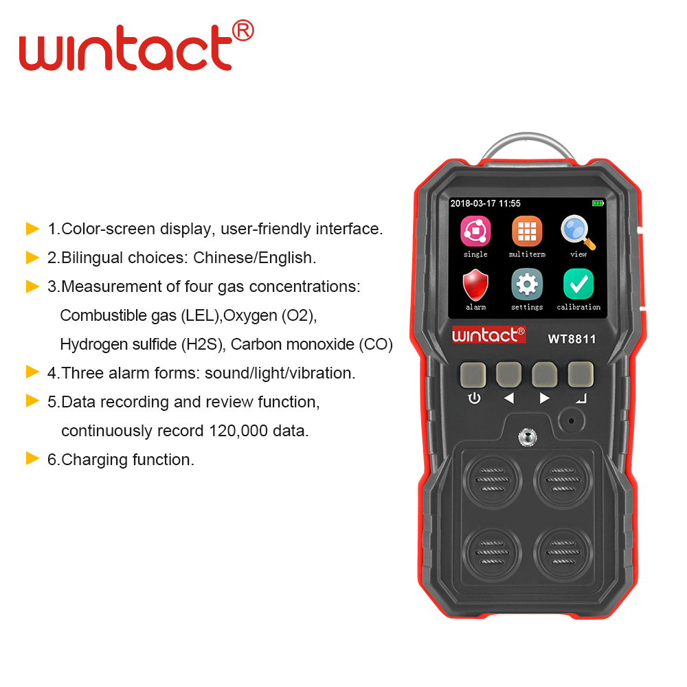 WT8811 multi 4 в 1 газовый монитор для o2 co h2s