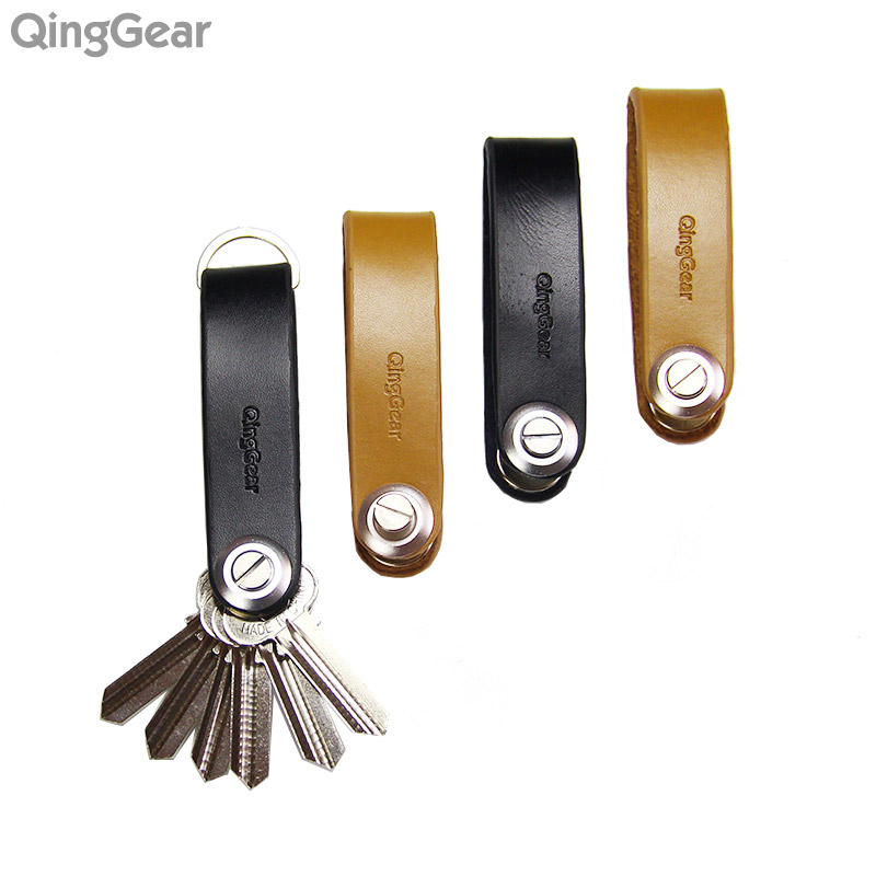 Кожаный брелок для ключей QingGear, ручная работа, органайзер для ключей, компактный умный кожаный держатель для ключей, Органайзер
