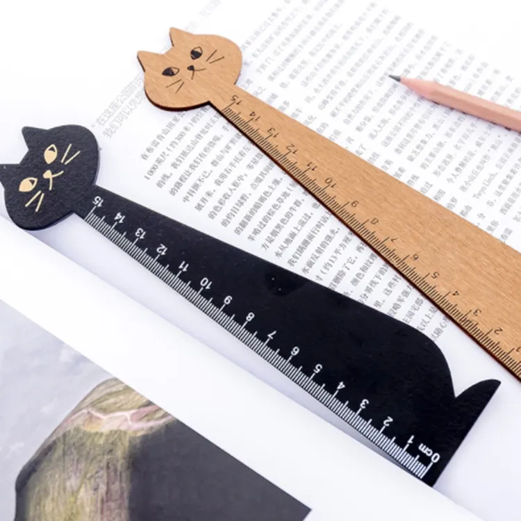 Cartoon animal shape mini cat shape children Solid wood ruler