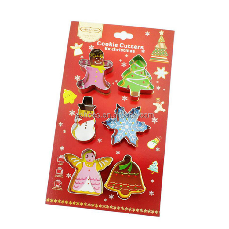 6 Piece Christmas Cookie Cutters Set Stainless Steel Biscuit Cookies Molds For Kids