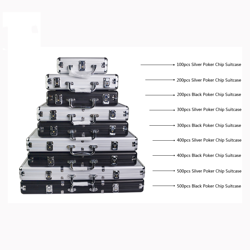 100/200/300/400/500 5 size metal aluminum Poker chip case