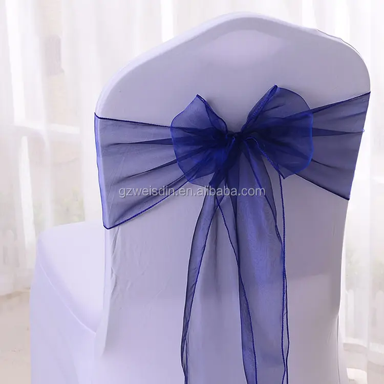 Оптовая продажа, дешевые темно-синие свадебные чехлы на стулья из органзы