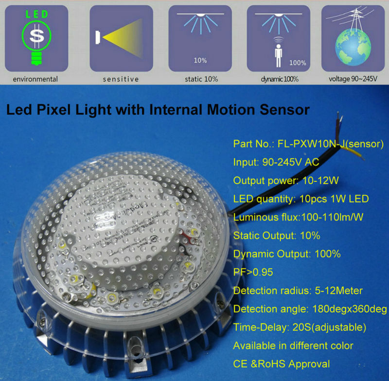 12W LED Pixel Light With Internal Motion Sensor