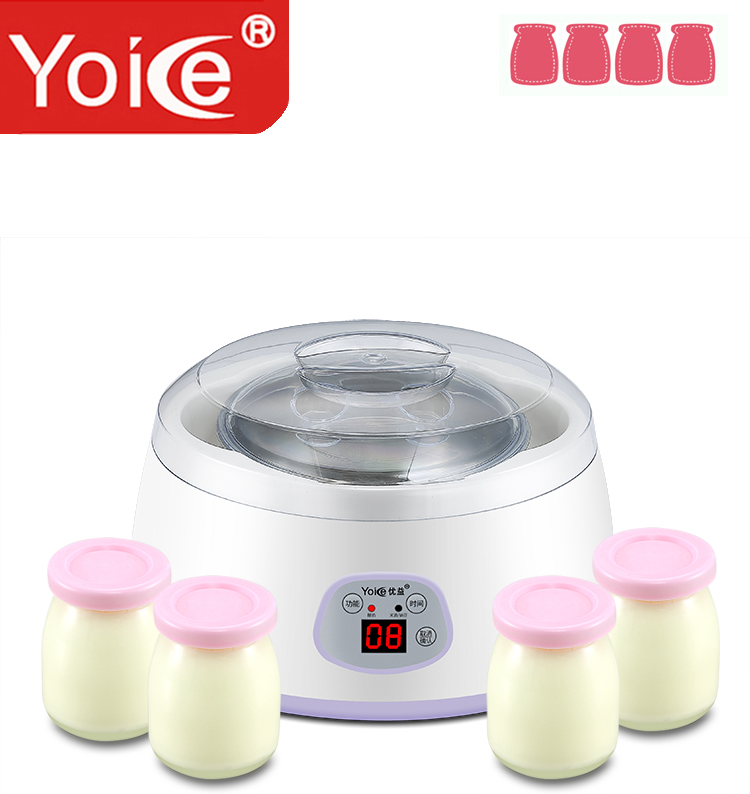 1L CAPACITY MICRO-COMPUTER CONTROL YOGURT MAKER WITH 4PCS 100ML GLASS BOTTLES HOME USE YOGURT MAKER
