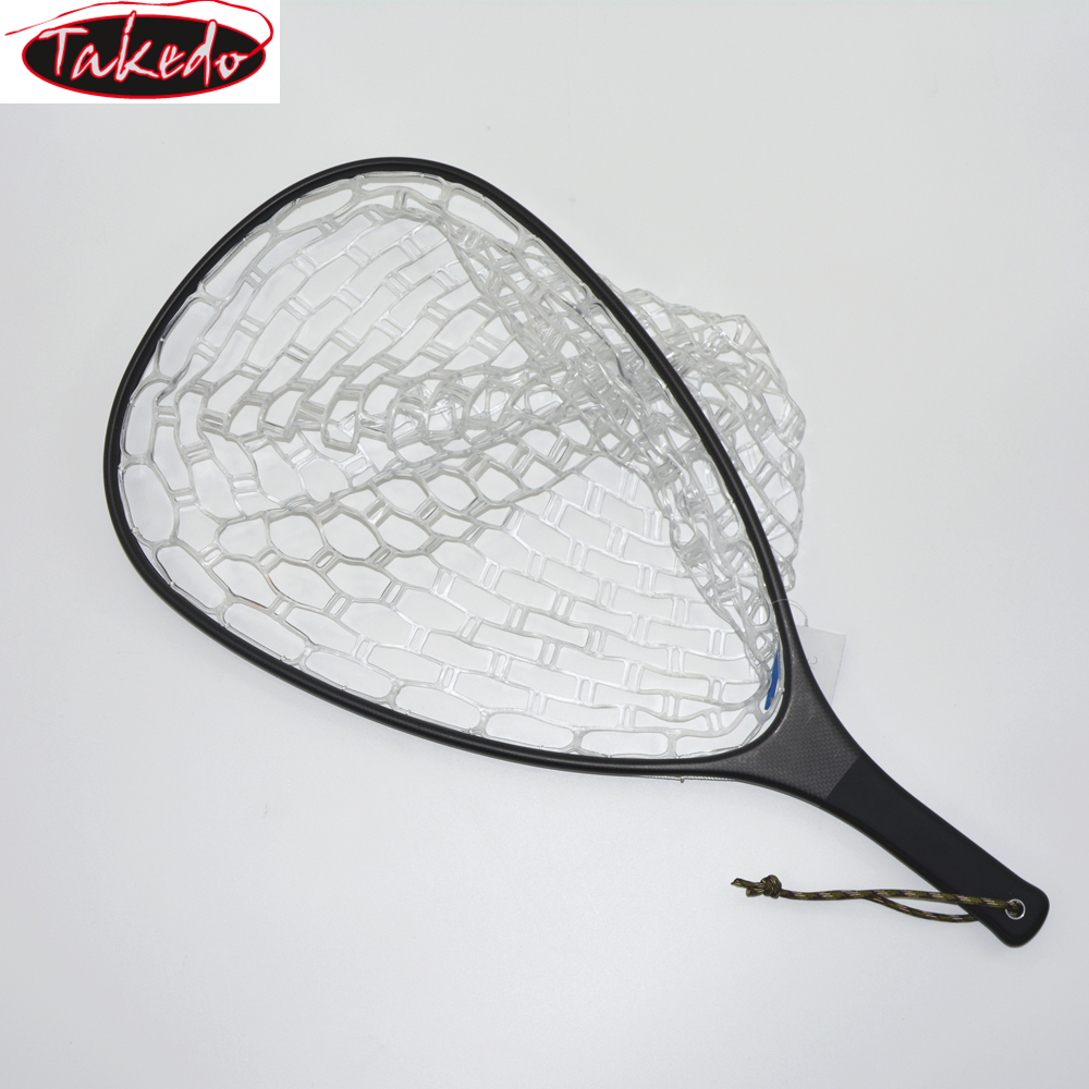 TAKEDO Fly Рыболовная салазка мягкая резиновая сетка сеть для форели углеродная ручка ловить и отпускать сеть