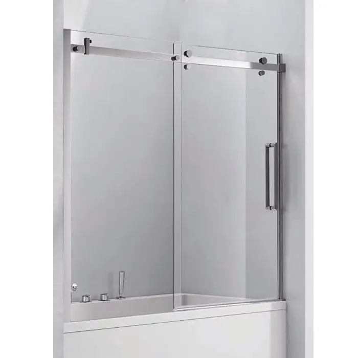 Sliding door frameless shower screen over bath
