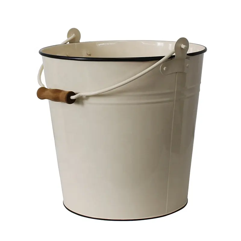 Home garden brand power coated cream metal bucket