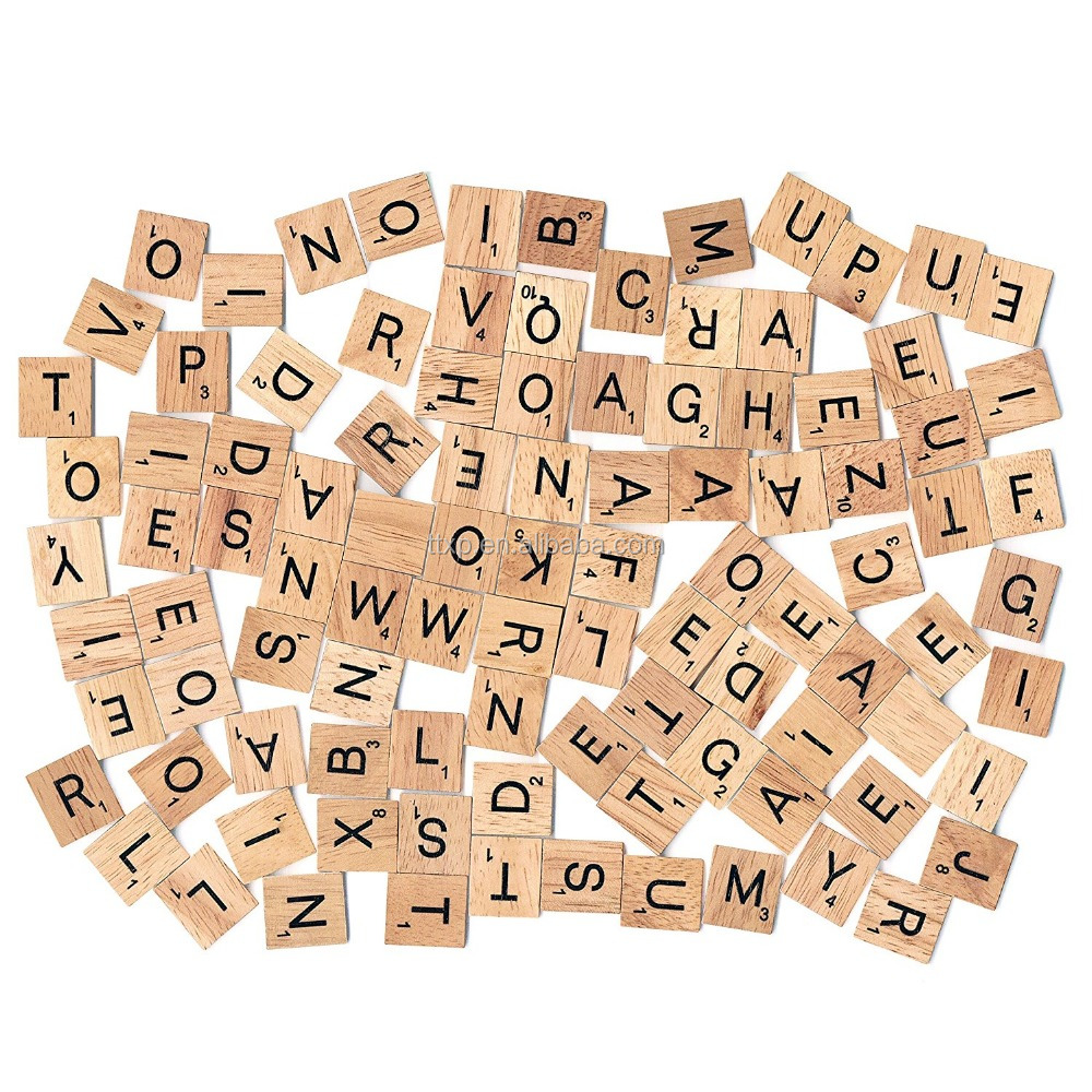Деревянный алфавитный Scrabbles плитки A-Z (все письма включают в себя) капитал Смешанные Буквы для поделок
