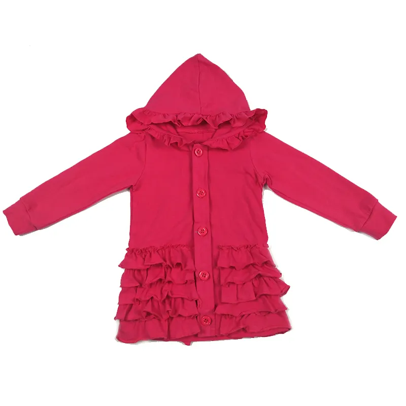 Оптовая продажа, детское осеннее теплое пальто с оборками, однотонная Одежда для девочек, пальто