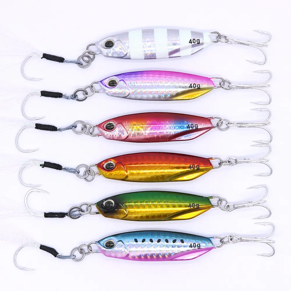 CASTFUN 60g 2.1OZ Top Mix Color Surf Jigging Metal Jig With Assist