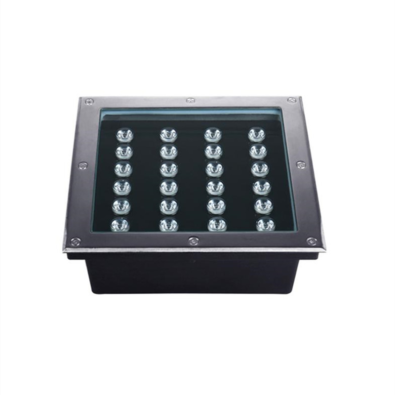 Квадратный утопленный наружный садовый светодиодный подземный светильник DMX512, 24 Вт, IP67, RGB, белый, встраиваемый, RGBW