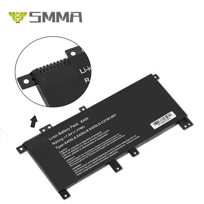 7,6 В 4868 мАч 37 Вт/ч C21N1401 X455L внутренний аккумулятор для ноутбука Asus X455 X455LA X455LD X455LN R455LD серии