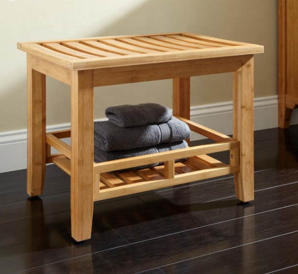 Bamboo wood Bathroom shower Stool bench chair