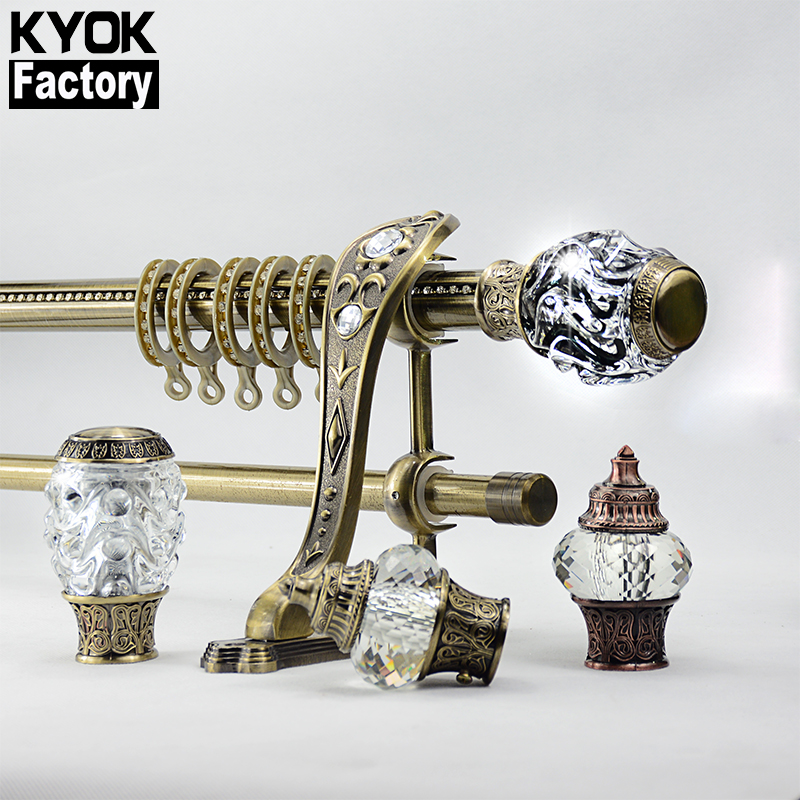 factory free standing double aluminium accessories triple curtain rod set