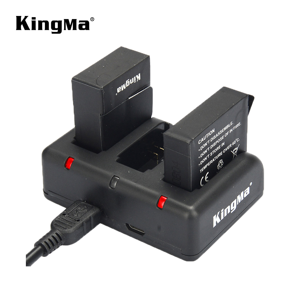 KingMa Двойной аккумулятор (2 комплекта) и тройное Зарядное устройство USB для GoPro Hero 4 и Hero 3 +/3