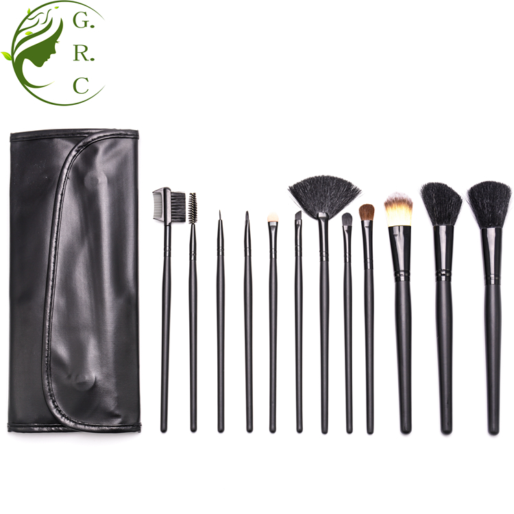 Vegan Hot Selling Professional Goat Hair 12Pcs manufacturing factory cosmetic makeup tool