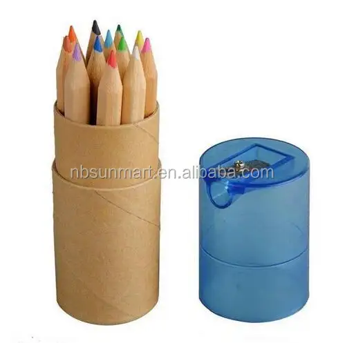 high quality 12 colors colored natural wood drawing pencil with sharpner bottle carton package