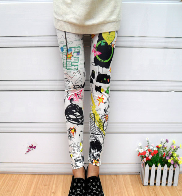 Exsiting stock paint-splashing style woman leggings new style ninth pants