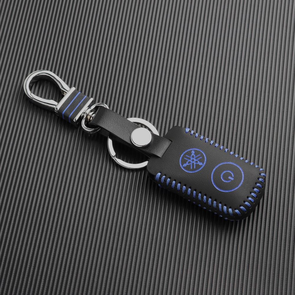 Top layer leather key cover for YAMAHA NVX155 QBIXAEROX JAUNS XMAX300 2 button key motorcycle case keychain