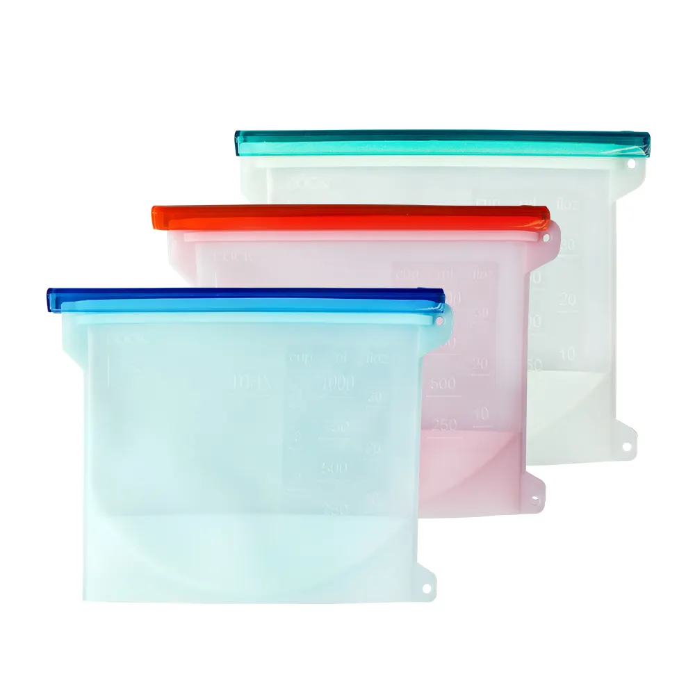 BPA free Leakproof Reusable Silicone Food Storage Bag, Reusable Silicone Food Storage Bag