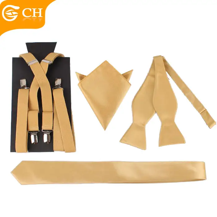 Adjustable Clip-on Custom elastic bow tie and suspender set