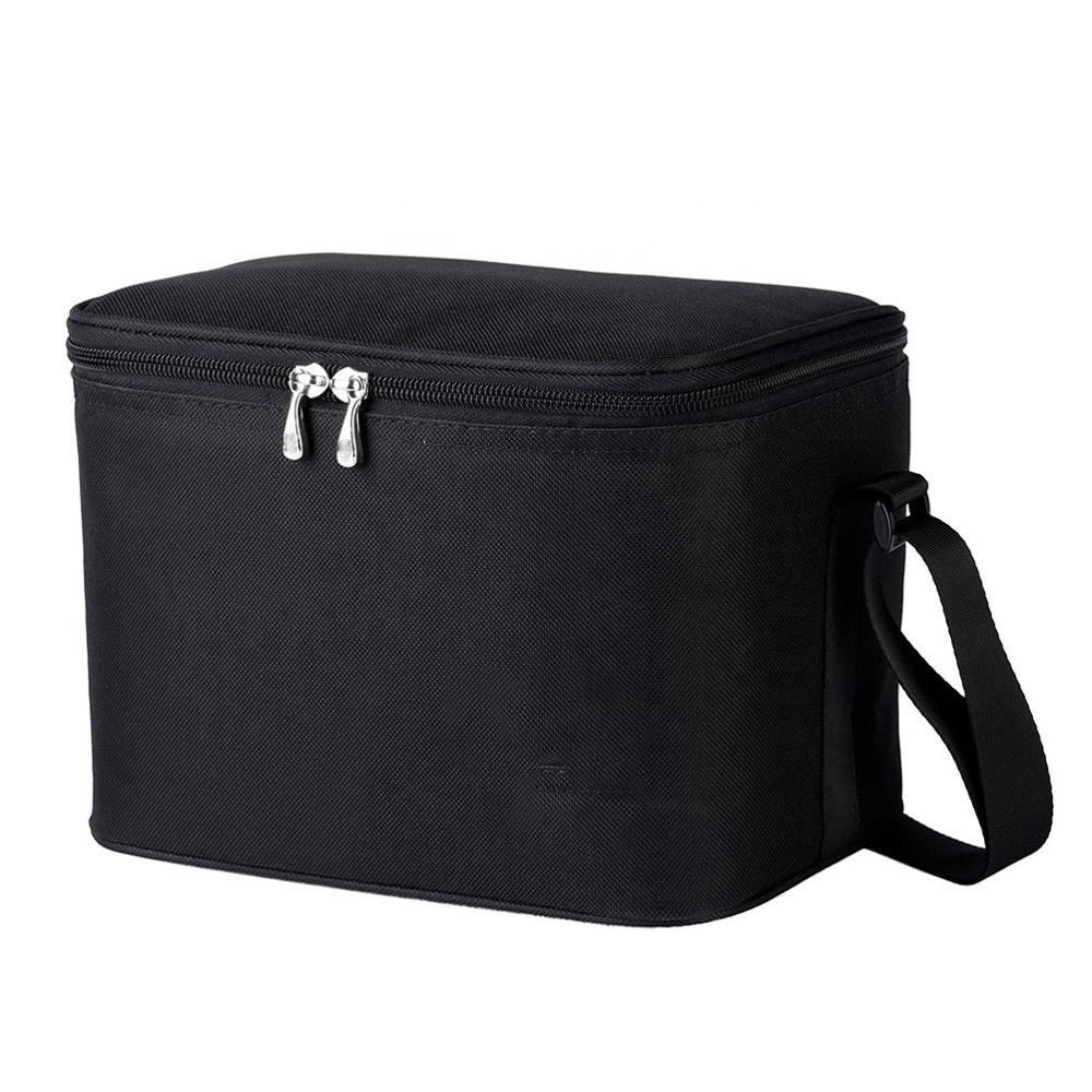Black Insulated Lunch Box Bag Cooler Reusable Tote Bag for Women Men