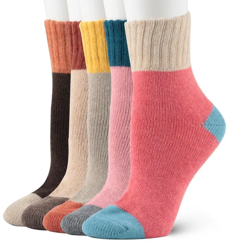 Womens Socks Custom Fashion Multicolor Design Vintage Thick Socks Wool Cotton Women Socks Winter Warm Knitted Crew Socks