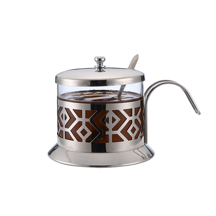 Wholesale Stainless Steel High Borosilicate Glass Coffee Sugar Pot