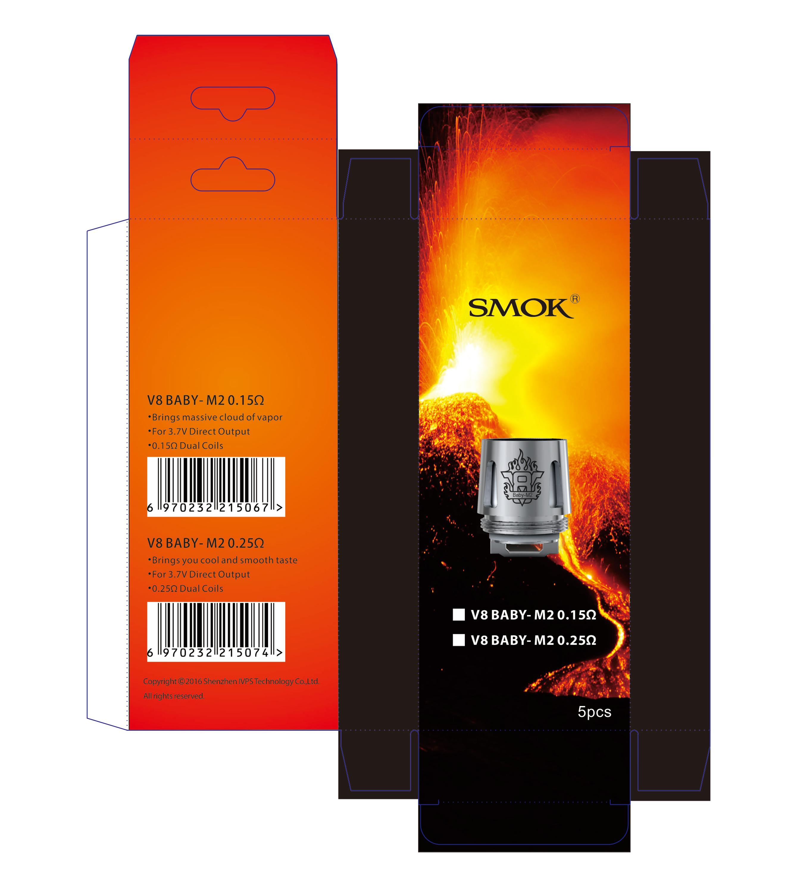 100% original SMOK V8 Baby-M2 катушки 0.15ohm/0.25ohm V8 ребенка катушки оптовая продажа