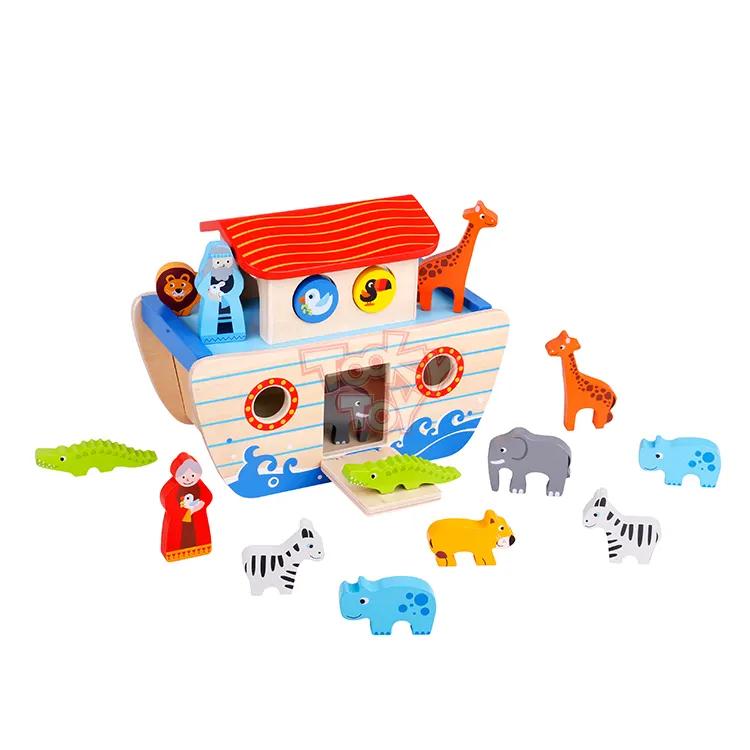 2021 New Design Noah's Ark kids Wooden ship Toy educational toy for child
