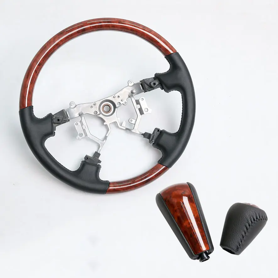 Aluminum Wooden Steering Wheel Gear Shift Knob For Toyota Land Cruiser Prado 120 150 FJ120 FJ 150 2003-2018 accessories