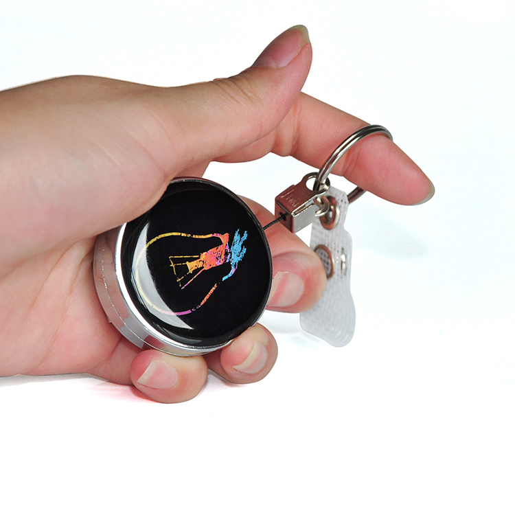 Wholesale custom retractable badge reel alligator clip  round badge holder carabiner clip  metal badge clip and key ring