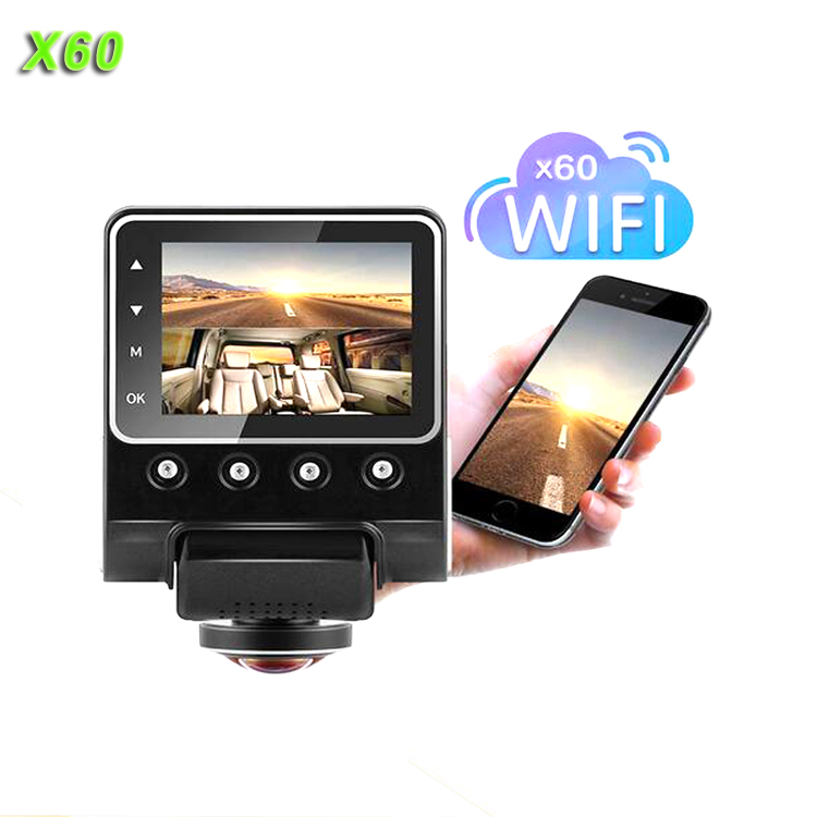 X60 видеорегистратор с разрешением Full HD 1080P 360 градусов Автомобильный черный ящик для автомобиля DVR с камеры видеонаблюдения со светодиодной подсветкой G сенсор Wi-Fi