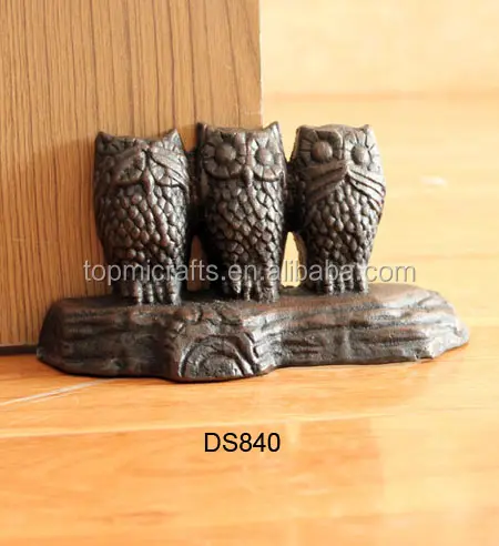 new antique cast iron three owls door stop metal door stopper