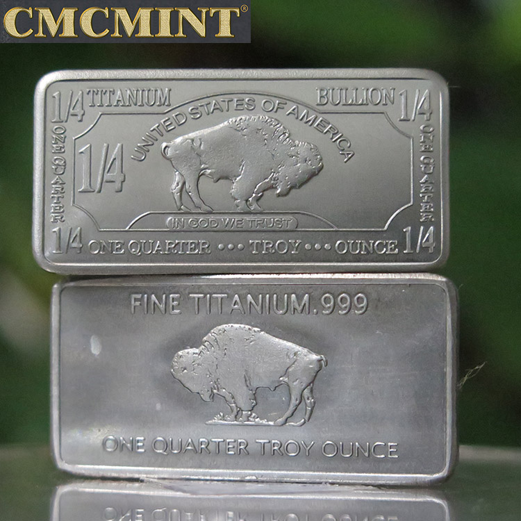titanium ingot 1/4 oz 999 Fine Pure Titanium Buffalo Bullion Bars For Sale C53