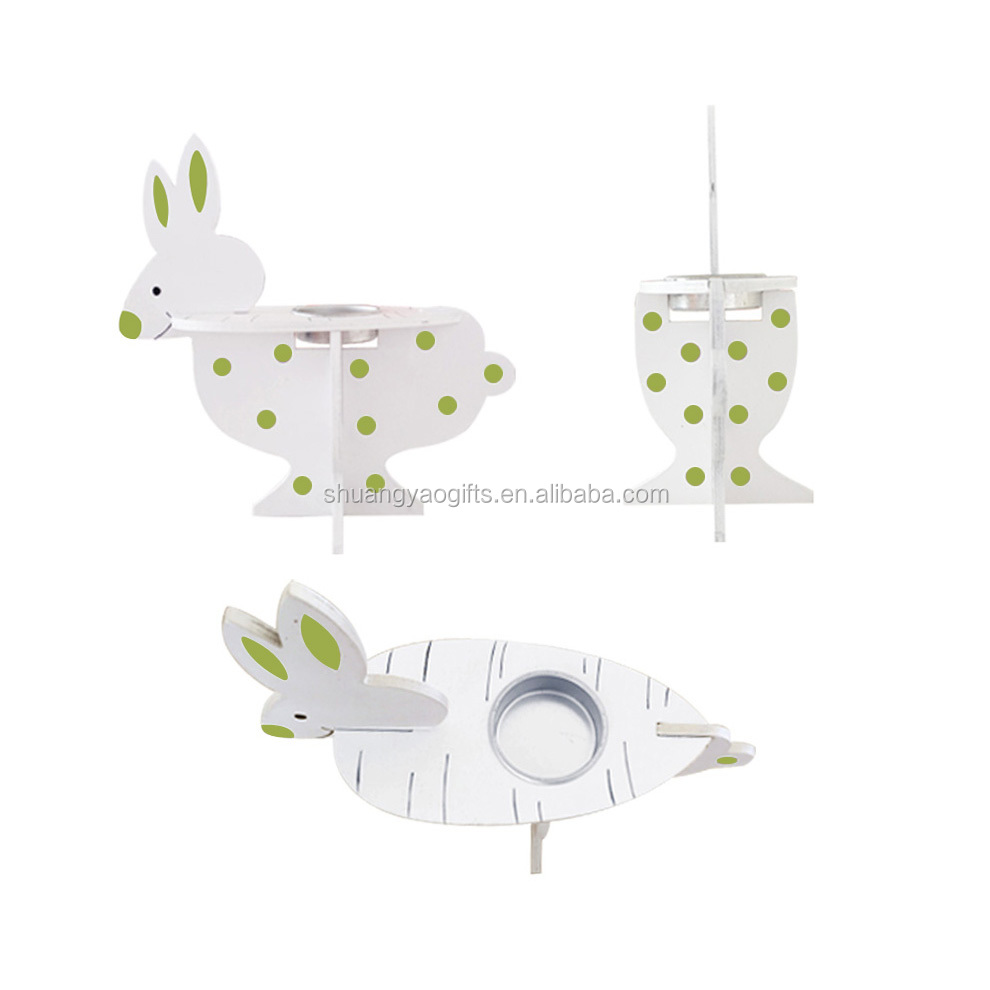 Easter wooden rabbit shaped candle holder Decoration Wooden Candle Holder gifts