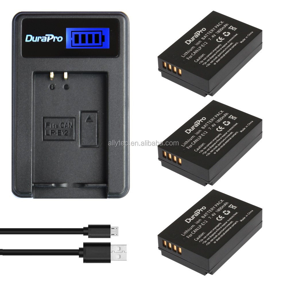 Цифровое зарядное устройство DuraPro LCD USB для Canon LP-E12 LP E12 LPE12 для Canon EOS M M2 100D Kiss X7 Rebel SL1 EOSM EOSM2 EOS100D
