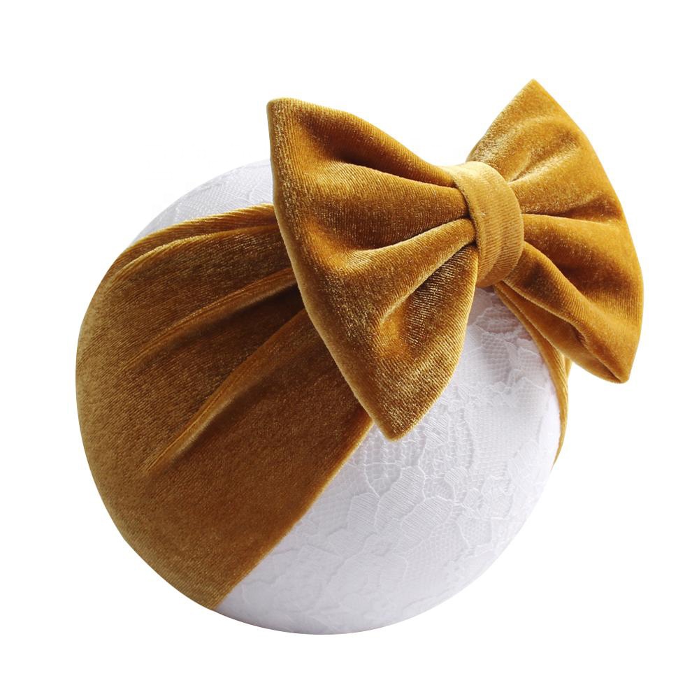5'' Big Bow Velvet Head Wrap For Girls Spring 2019 Kids Velvet Turban Headband Girls Floppy Bow Hairband Baby Hair Accessories