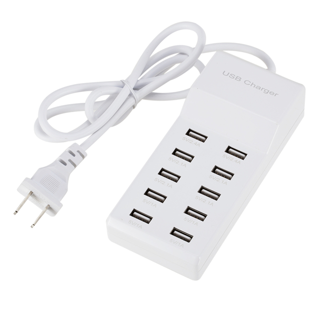 Заводская цена, Лидер продаж, оптовая продажа, 5 В, 2 А, 10 USB-портов, адаптер питания, розетка, зарядное устройство для мобильного телефона, планшета, вилка стандарта США, ЕС, Великобритании
