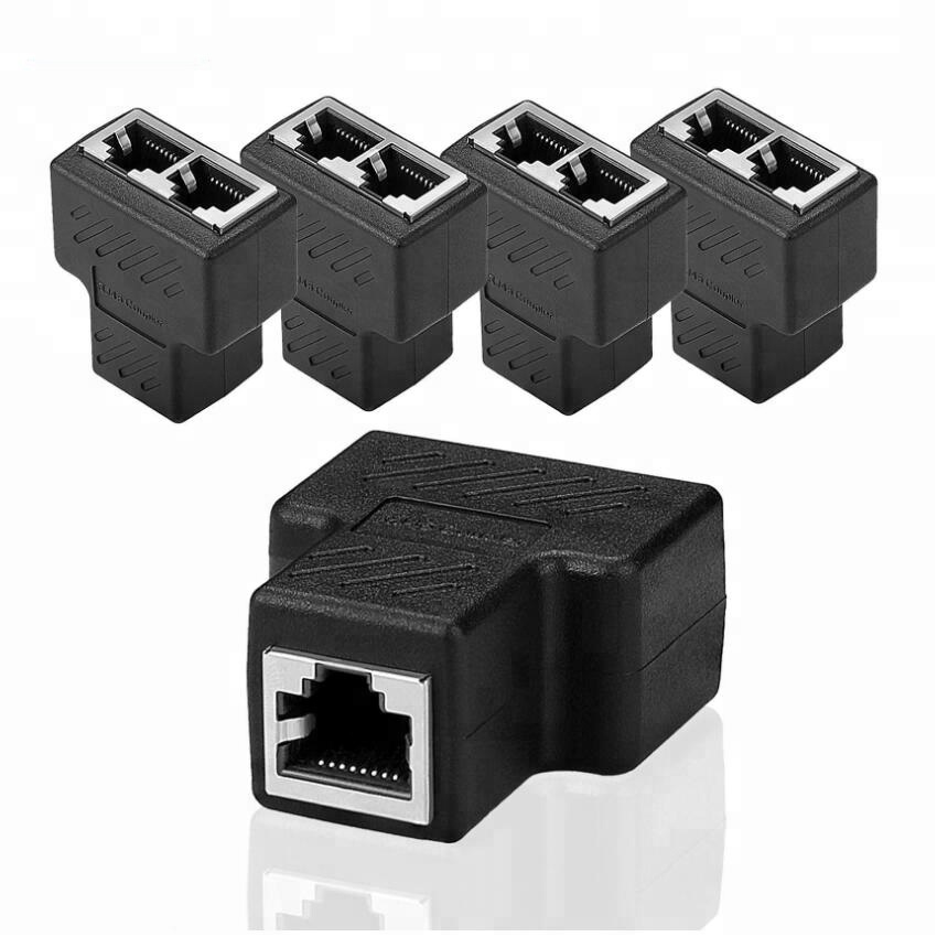 Соединитель Ethernet LAN, Разветвитель RJ45, адаптер 1 мама на 2 мама для двух компьютеров для совместного использования одного кабеля Ethernet